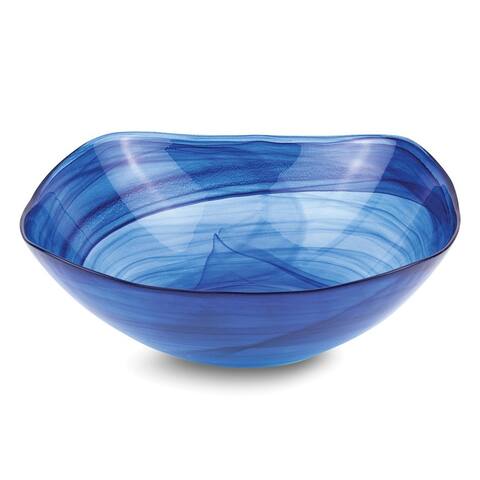 Curata Cobalt Blue Alabaster Square Glass 10 Inch Bowl
