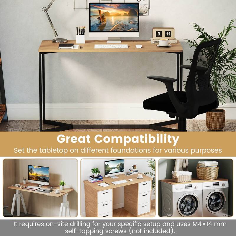 Costway 48” x 24” Whole Piece Table Top with Safe Rounded Corners for