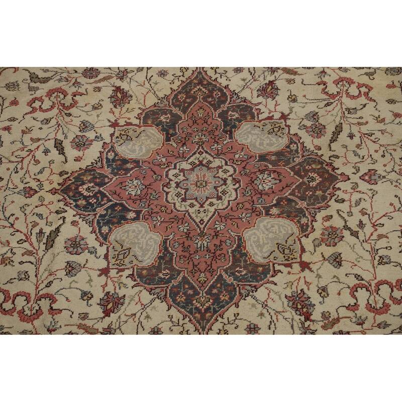 Antique Vegetable Dye Authentic Oushak Turkish Wool Area Rug Handmade - 8'11" x 11'7"