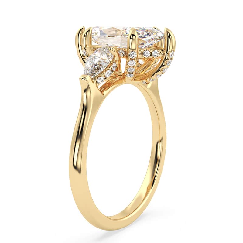 Auriya 14k Gold 6 1/5ctw Marquise 3-Stone Hidden Halo Diamond Engagement Ring (F-G VS)