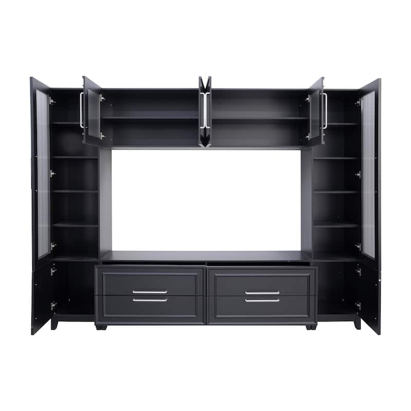 Large 102" Wall Unit TV Stand with Storage, Bookshelves, Modern Entertainment Center Media Console for TVs up to 75"