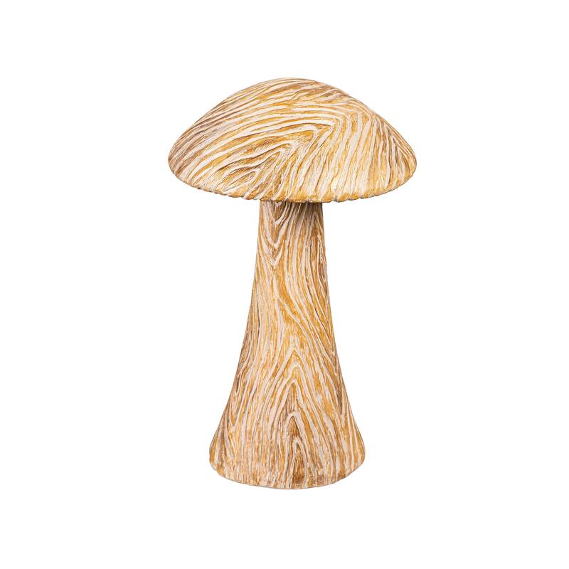 15 in. Wood Look Resin Mushroom Statuary