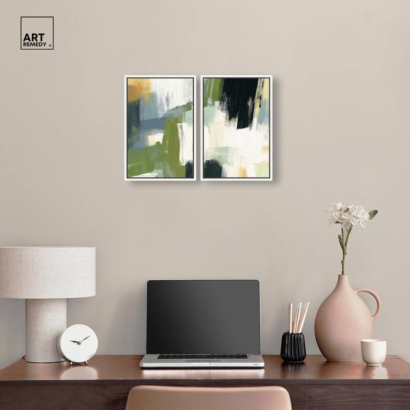 Textured Greens I Canvas Set of 2 by Art Remedy