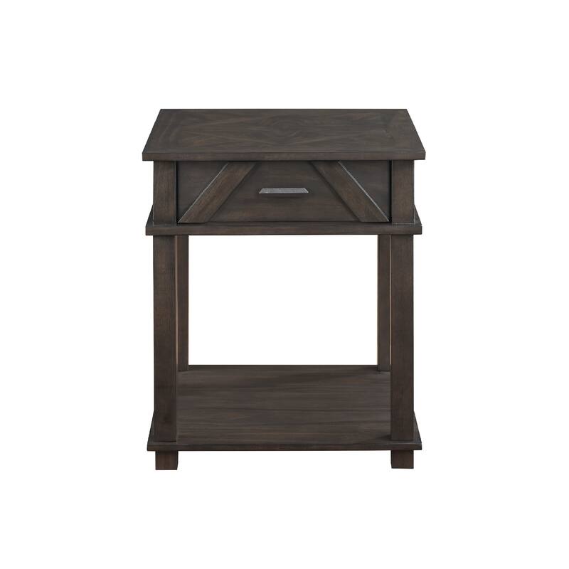 Leky Side End Table, 24 Inch, 1 Drawer with Lower Open Shelf, Brown