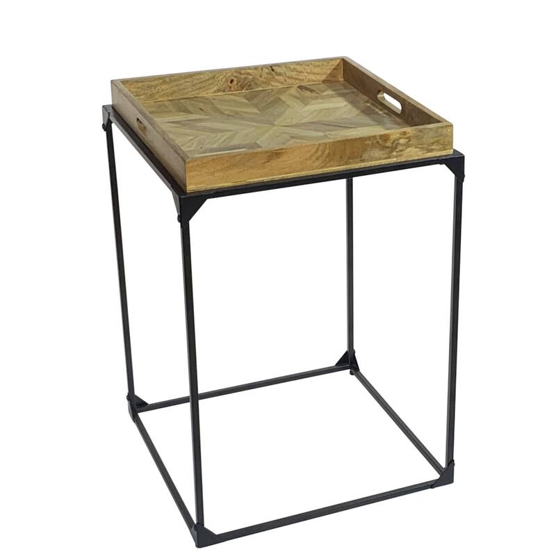 Metal Rectangular Tray Table - 28.5" - Black and Brown