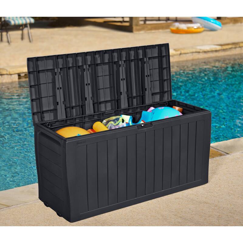 Keter Marvel Plus 71 Gallon Durable Resin Outdoor Storage Deck Box For Furniture and Supplies