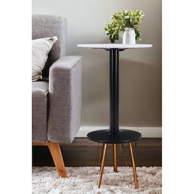 HomeRoots 24" Black And White Round End Table