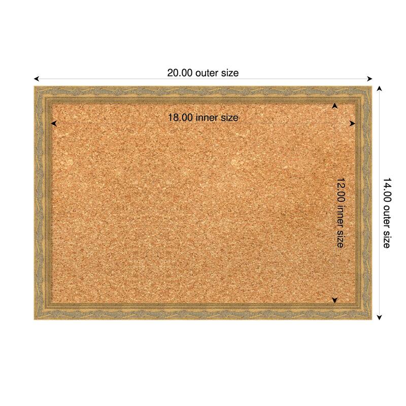 Mila Dark Gold Wood Framed Cork Board - Bulletin Board, Organization Board, Pin Board - Natural - 20 x 14 in