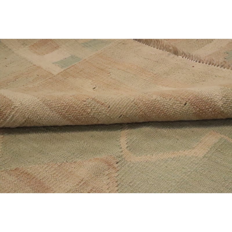 Hand Woven Oriental 100% Wool Carpet Southwestern Tribal Green Kilim Area Rug - 6' 4'' X 4' 7''
