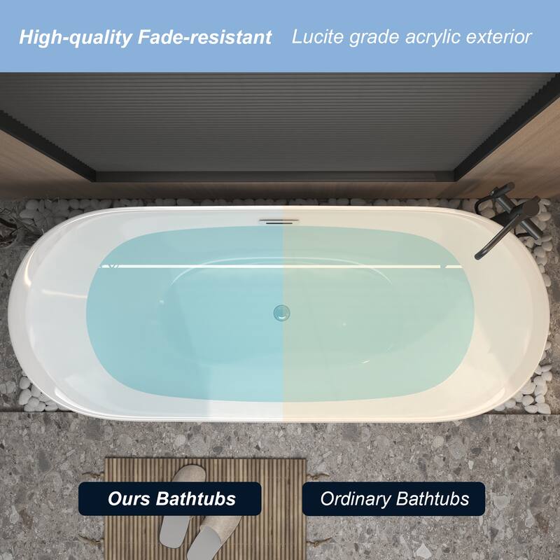 GDFStudio - Juliette Modern Freestanding Soaking Tub with Ergonomic Spa-Style Comfort - 59 "Acrylic freestanding tub