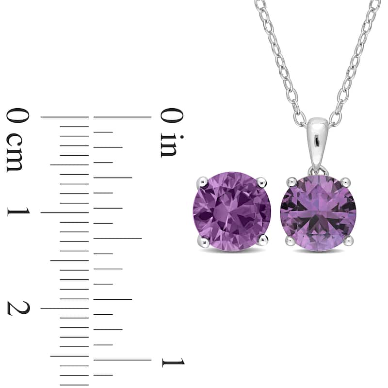 Miadora Gemstone Birthstone Earrings and Necklace Set Sterling Silver