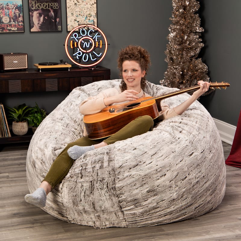 Jaxx Faux-Fur 6 Ft Giant Cocoon Bean Bag Sofa For Adults