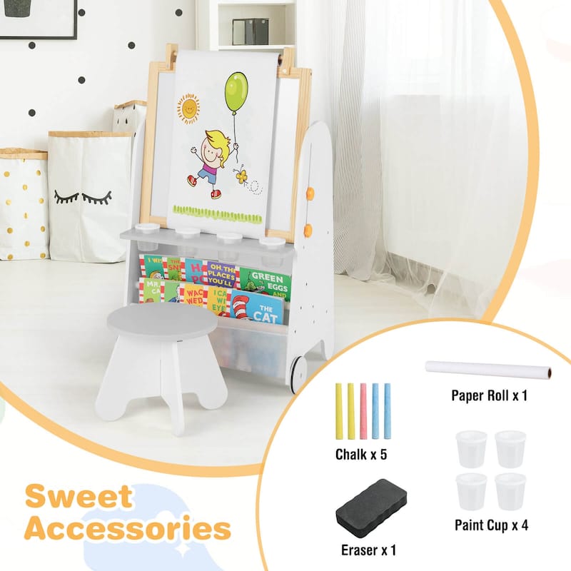 Costway 4-in-1 Kids Art Easel with Stool with Magnetic Whiteboard - See Details