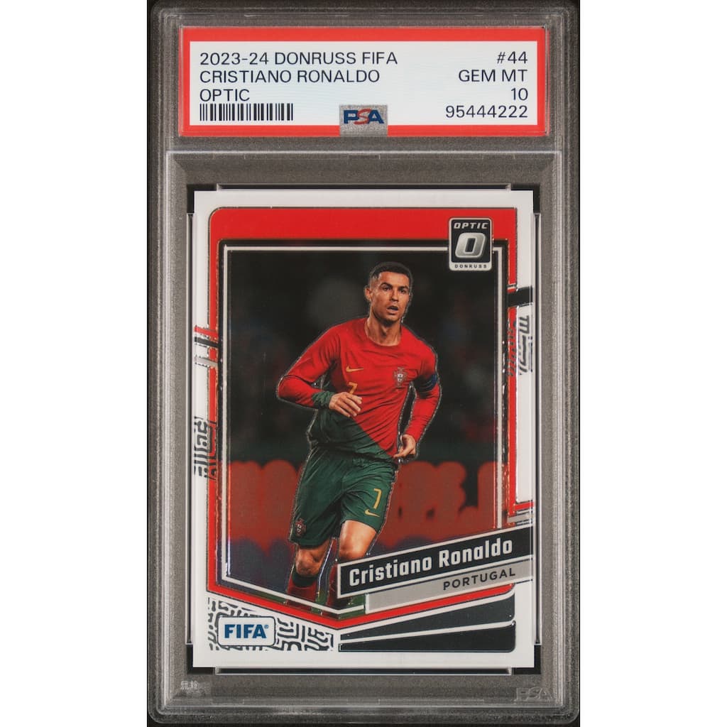 Cristiano Ronaldo 2023 Panini Donruss FIFA Optic Soccer Card #44 Graded PSA 10 Cert # 95444222 - 8' x 11'