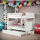preview thumbnail 17 of 29, Full Over Full Bunk Bed With Twin Size Trundle And Guardrails Sturdy Construction White