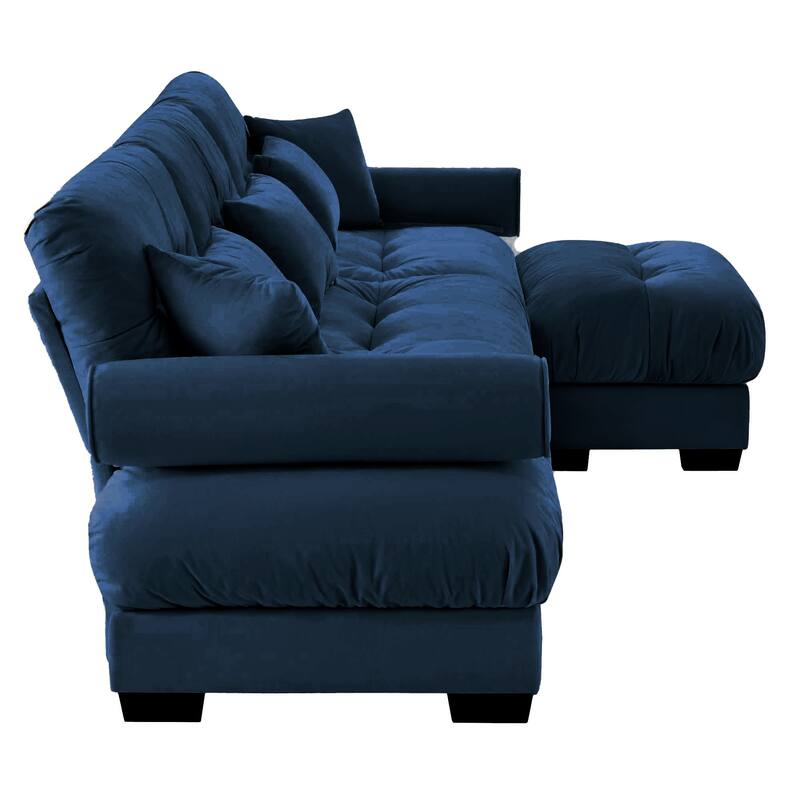 L-Shape 3 Deep Seat Modular Sofa Couch with 1 Movable Ottomans