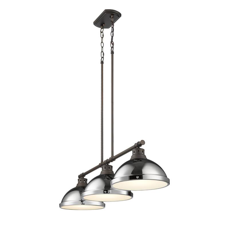 Yep by Golden Lighting Duncan 3-light Island Light in Rubbed Bronze and Chrome shade