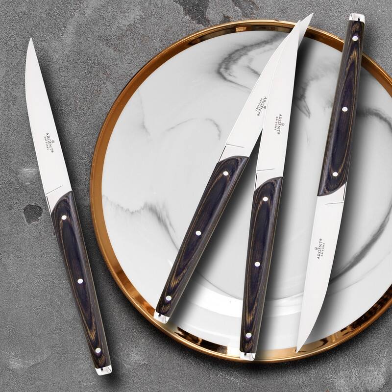 Argent Orfèvres™ Clevedon Pakkawood - 4 Piece Steak Knife Set, Forged, Triple Rivets