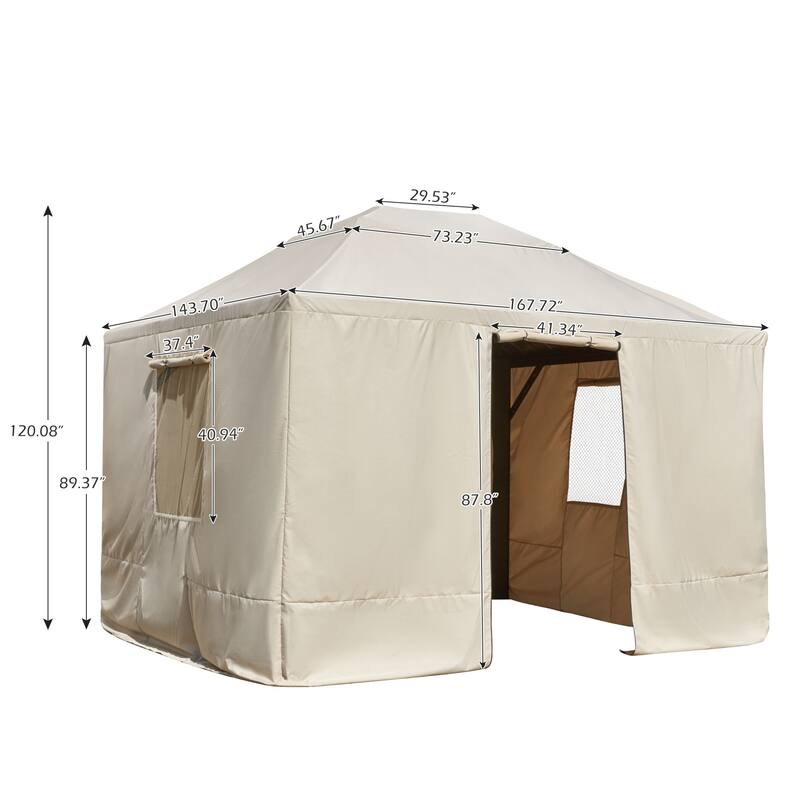 EROMMY Winter Gazebo Cover, Outdoor Cover for Hardtop Gazebos, Enclosed Cover with Sidewalls and Mesh Windows
