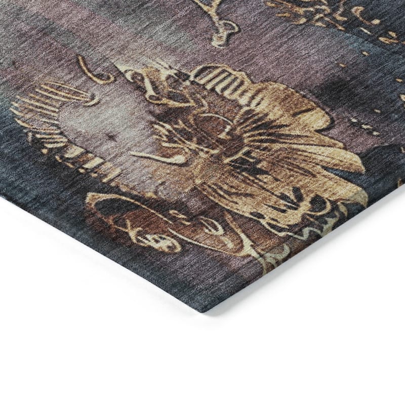 HomeRoots Floral Transitional Rectangle Outdoor Rug