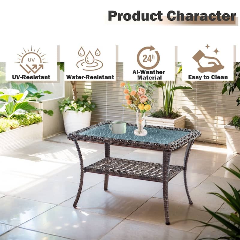 Pocassy 7 Pieces Glider Sofa with Patio Chairs Ottomans Table