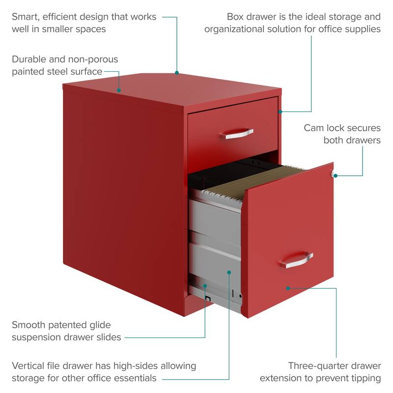 Space Solutions 18" Deep 2 Drawer Letter Width Vertical File Cabinet with Accessory Drawer