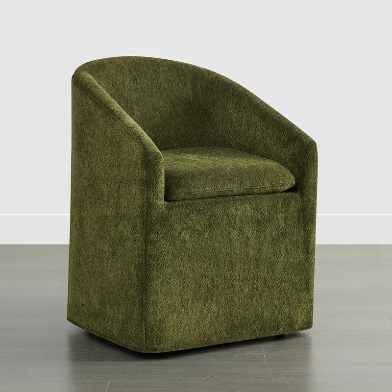 Spruce & Spring Modern Upholstered Dining Chair with Casters & Removable Slipcover - Single - Green