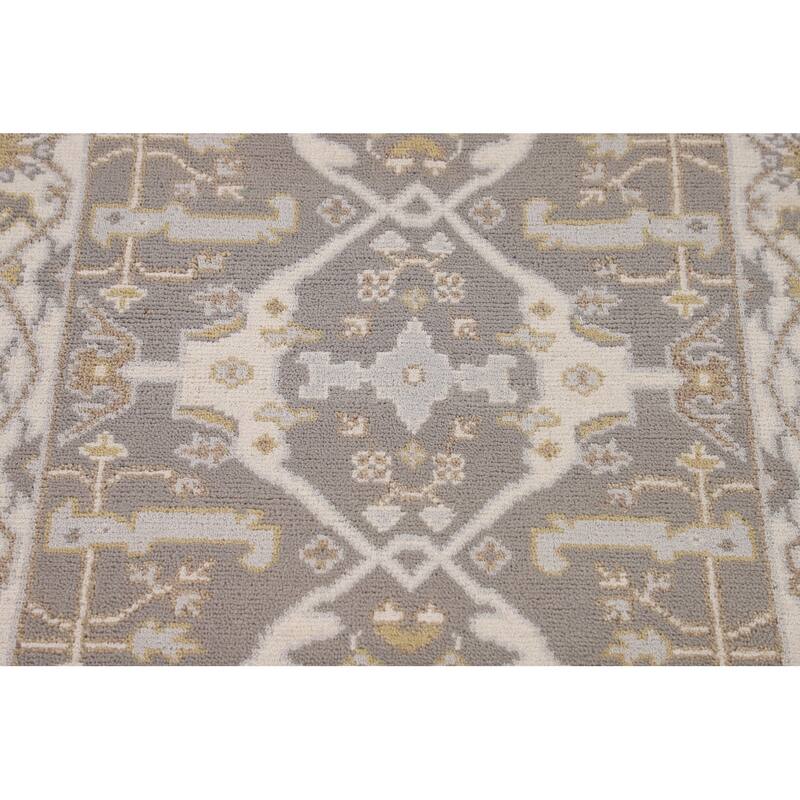 Transitional Green Oushak Oriental Area Rug Handmade Wool Carpet - 3'11"x 5'11"