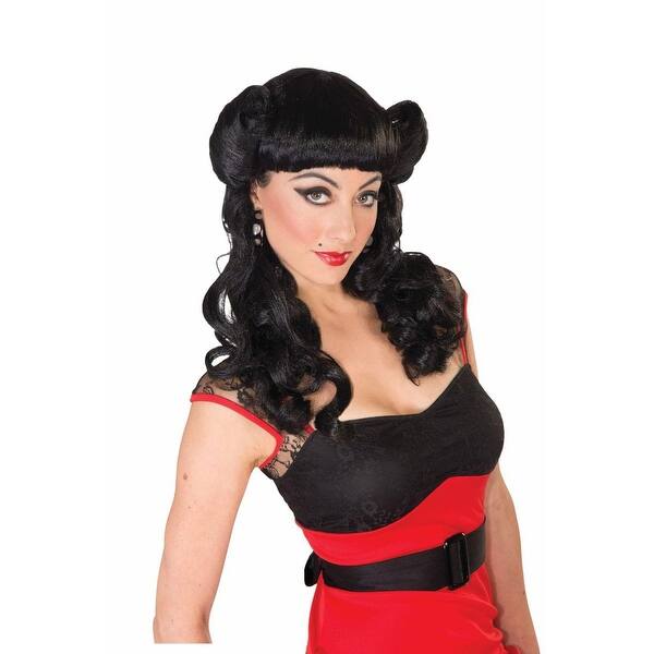 Shop Retro Rock Pin Up Girl Sadie Costume Wig Adult Black Overstock 13690673