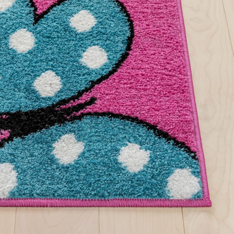 Well Woven Starbright Daisy Butterflies Kids Area Rug