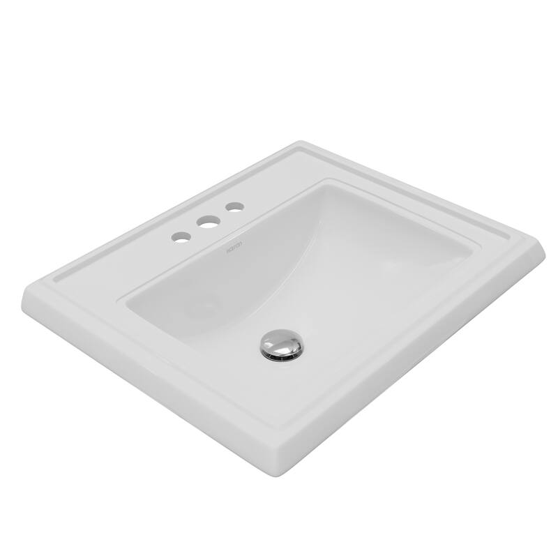 Karran Valera 23" Rectangular Top Mount Vitreous China Bathroom Sink in White