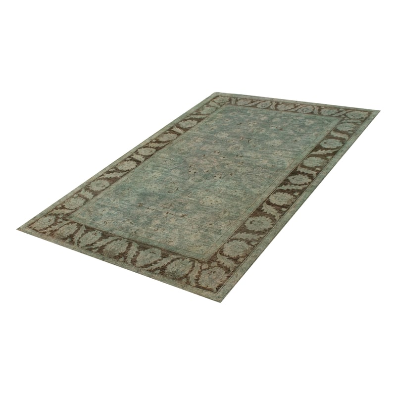 ECARPETGALLERY Hand-knotted Vibrance Teal Wool Rug - 6'1 x 9'1