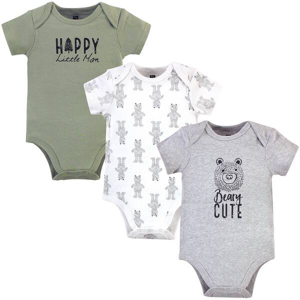slide 1 of 1, Hudson Baby Infant Boy Cotton Bodysuits 3pk, Black Bear 0-3 Months - Black Bear