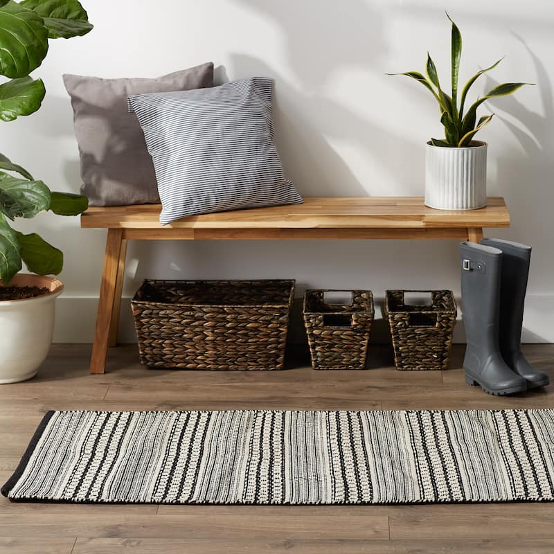 DII Stone Dobby Stripe Hand-Loomed Rug 2ft 6inx6 Ft - 36.0 In. L X 24.0 In. W X 0.2 In. H