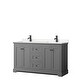 preview thumbnail 24 of 58, Avery 60 Inch Double Vanity, Cultured Marble Top Dark Gray, Black Trim, Carrara Cultured Marble Top