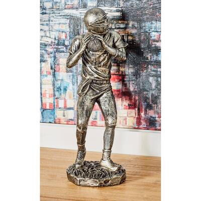 Silver Polystone Football Player Decorative Sculpture