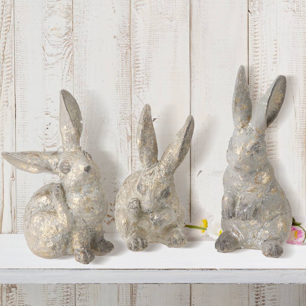 Resin Leafed Bunny 5.5-6" Set of 3 - 5.5"-6"