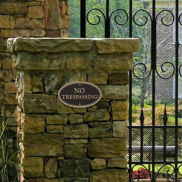 Shop Whitehall No Trespassing Oval Wall Lawn Plaque Black Gold 4