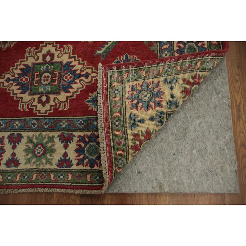 Hand Knotted Oriental 100% Wool Carpet Traditional Geometric Red Kazak Area Rug - 6' 0'' X 3' 11''
