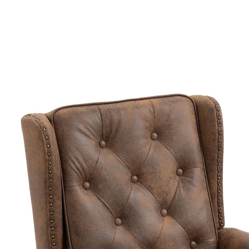 Transitional Wingback Accent Chair Armchair with Sturdy Wood Legs