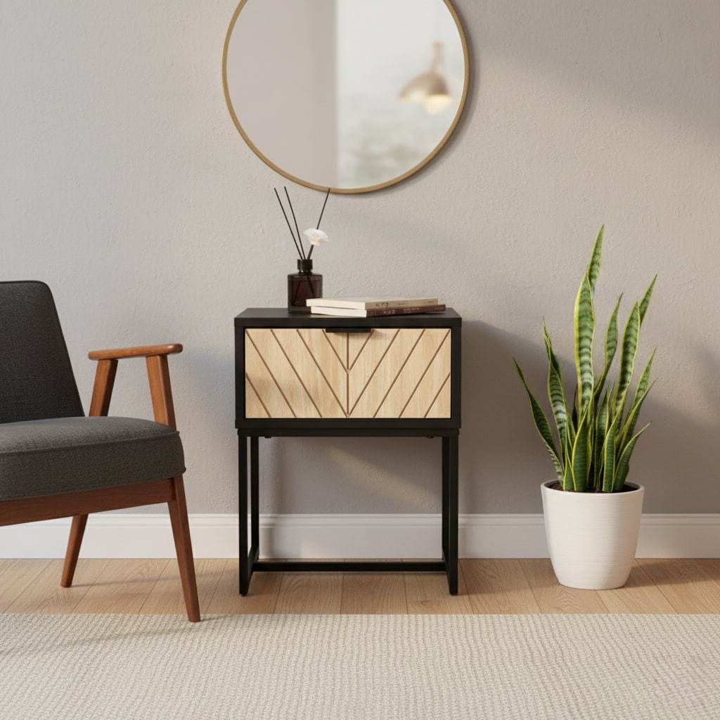 Bali Coastal Modern Console Table with Natural Wood Drawer