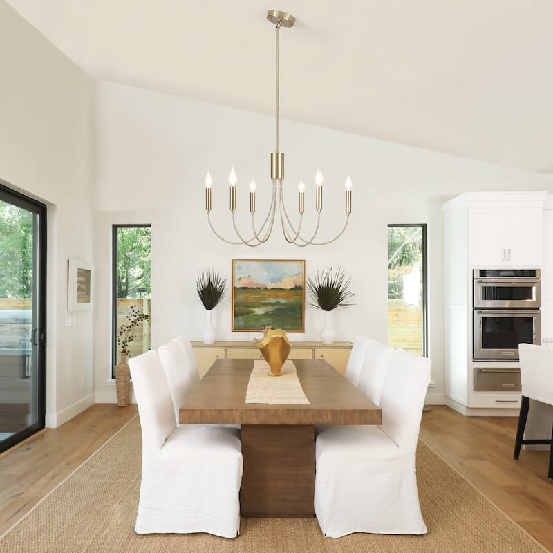 Farmhouse style 6 - Light Metal Candle Chandelier for Kitchen Dining Room - N/A