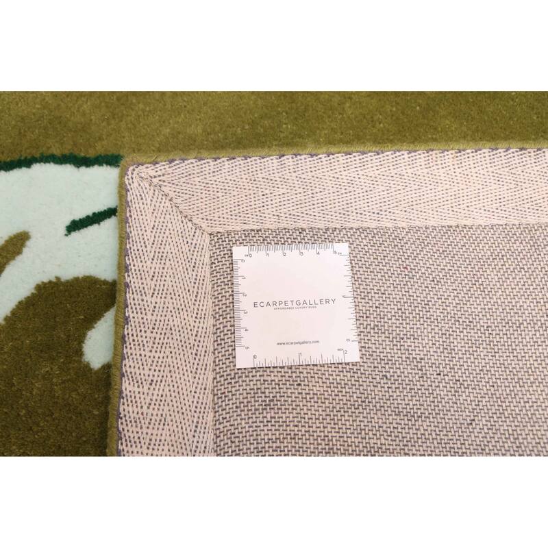 ECARPETGALLERY Hand Tufted Timeless Olive Wool Rug - 9'1 x 12'0