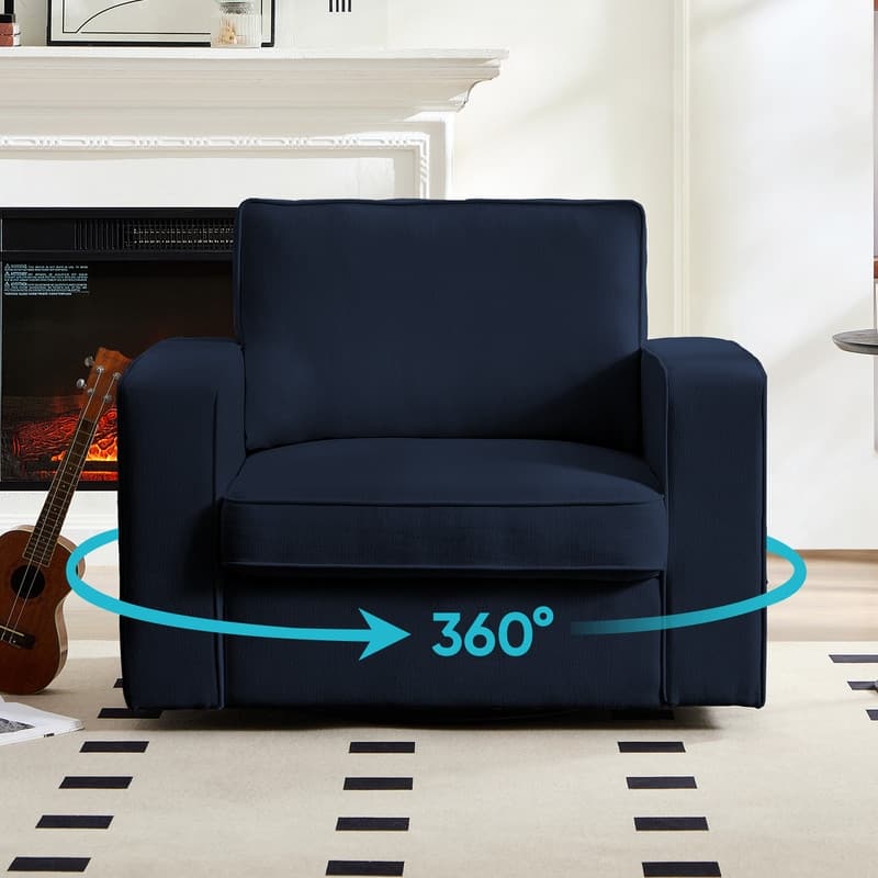 Mixoy Modern 360-degree Accent Swivel Chair,Chenille Upholstered Single Sofa Armchair