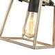 preview thumbnail 8 of 10, 1-Light Black and Wood Farmhouse Open Cage Semi-Flush Mount Ceiling Light - 6.3"W