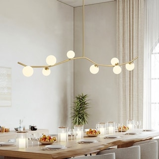 8-Light Frosted Glass Bubble Wavy Linear Island Pendant 61in