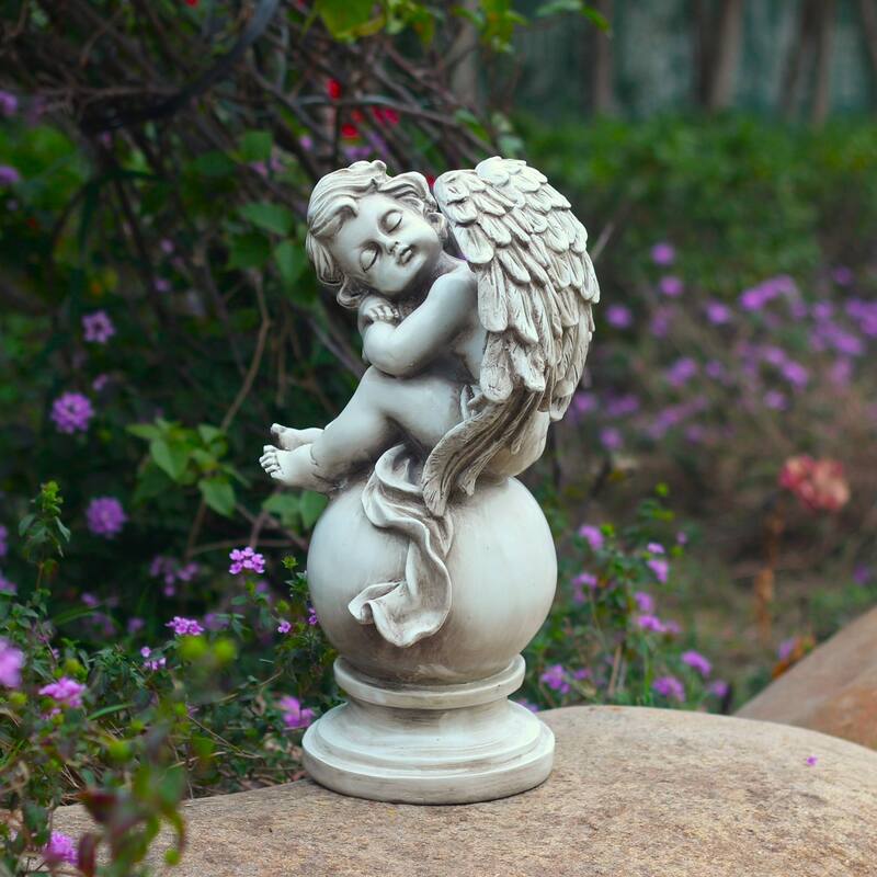 Set of 2 Magnesium Cherubs on Globe Pedestal