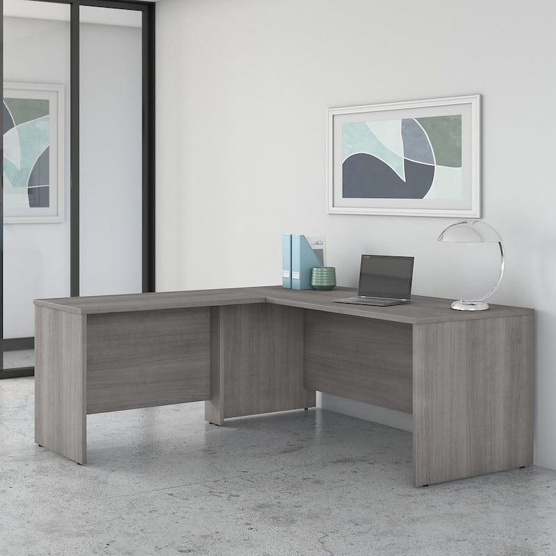 Studio C 72W L Shaped Desk with 42W Return by Bush Business Furniture - Platinum Gray