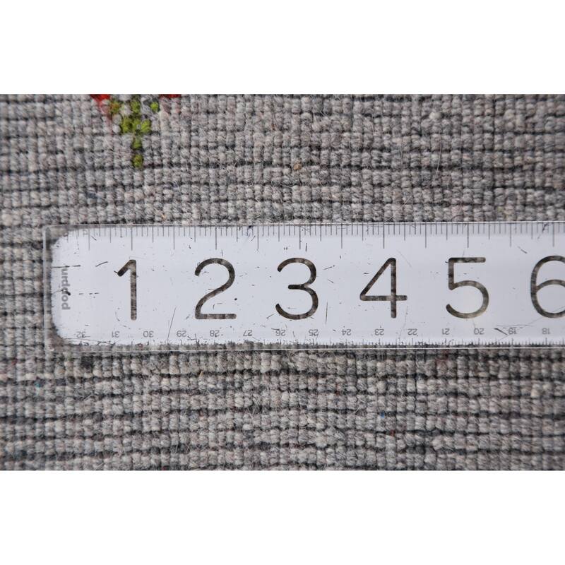 Hand Knotted Oriental 100% Wool Carpet Tribal Animal Pictorial Greys & Charcoal Gabbeh Runner Rug - 7' 9'' X 2' 7''