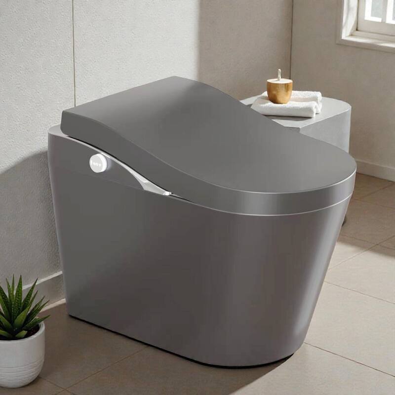 Modern Smart Toilet with Bidet. Auto Open Close. Auto Flush. Heated Seat. Warm Water. Dryer. Foam Shield - Grey
